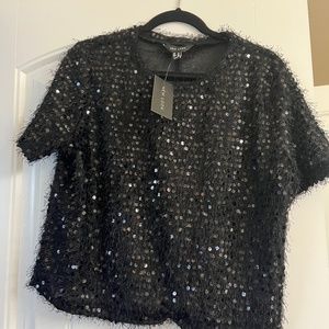 Black Sequin Oversized T-Shirt